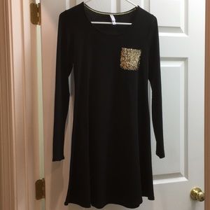 Black dress with gold sequins